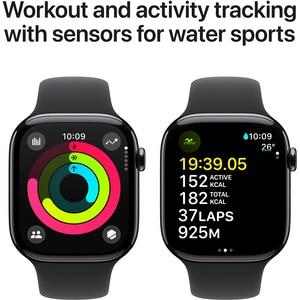 APPLE Watch 10, GPS + Cellular, 46mm, Slate Titan Case, Black Sport Band - S/M APPLE Watch 10, GPS + Cellular, 46mm, Slate Titan Case, Black Sport Band - S/M