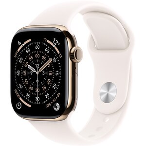 Apple Watch 11, GPS + Cellular, 46 mm, Gold Titanium Case, Light Blush Sport Band - S/M Apple Watch 11, GPS + Cellular, 46 mm, Gold Titanium Case, Light Blush Sport Band - S/M