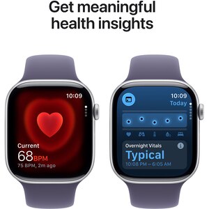 Apple Watch 11, GPS + Cellular, 42 mm, Silver Aluminium Case, Purple Fog Sport Band - S/M Apple Watch 11, GPS + Cellular, 42 mm, Silver Aluminium Case, Purple Fog Sport Band - S/M