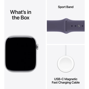 Apple Watch 11, GPS + Cellular, 42 mm, Silver Aluminium Case, Purple Fog Sport Band - S/M Apple Watch 11, GPS + Cellular, 42 mm, Silver Aluminium Case, Purple Fog Sport Band - S/M