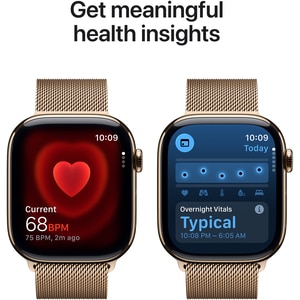 Apple Watch 11, GPS + Cellular, 46 mm, Gold Titanium Case, Gold Milanese Loop - S/M Apple Watch 11, GPS + Cellular, 46 mm, Gold Titanium Case, Gold Milanese Loop - S/M