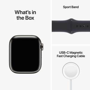 APPLE Watch Series 8, GPS + Cellular, 41mm Graphite Stainless Steel Case, Midnight Sport Band APPLE Watch Series 8, GPS + Cellular, 41mm Graphite Stainless Steel Case, Midnight Sport Band