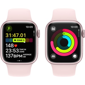 APPLE Watch Series 9, GPS, 45mm Pink Aluminium Case, Light Pink Sport Band - M/L APPLE Watch Series 9, GPS, 45mm Pink Aluminium Case, Light Pink Sport Band - M/L