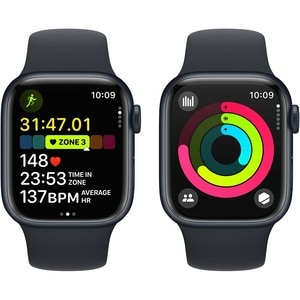 APPLE Watch Series 9, GPS + Cellular, 45mm Midnight Aluminium Case, Midnight Sport Band - M/L APPLE Watch Series 9, GPS + Cellular, 45mm Midnight Aluminium Case, Midnight Sport Band - M/L