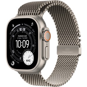 Apple Watch Ultra 3, GPS + Cellular, 49mm, Natural Titanium Case, Natural Titanium Milanese Loop - Small Apple Watch Ultra 3, GPS + Cellular, 49mm, Natural Titanium Case, Natural Titanium Milanese Loop - Small