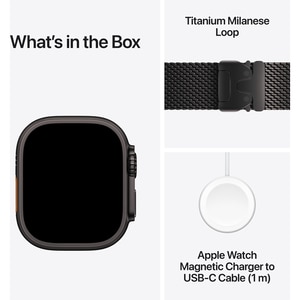 Apple Watch Ultra 4, GPS + Cellular, 49mm, Black Titanium Case, Black Titanium Milanese Loop - S Apple Watch Ultra 4, GPS + Cellular, 49mm, Black Titanium Case, Black Titanium Milanese Loop - S