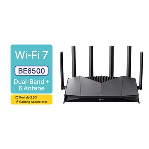 Router Wireless Gigabit TP-LINK Archer GE400 BE6500, Wi-Fi 7, Dual-Band 688 + 5765 Mbps, negru Router Wireless Gigabit TP-LINK Archer GE400 BE6500, Wi-Fi 7, Dual-Band 688 + 5765 Mbps, negru