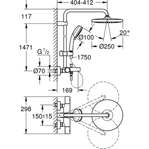 Sistem dus GROHE Tempesta Cosmopolitan 250 26672000, termostat, 2 functii, crom Sistem dus GROHE Tempesta Cosmopolitan 250 26672000, termostat, 2 functii, crom