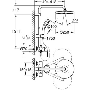 Sistem dus GROHE Tempesta Cosmopolitan 250 26673000, 2 functii, crom Sistem dus GROHE Tempesta Cosmopolitan 250 26673000, 2 functii, crom