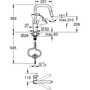 Baterie bucatarie GROHE Start 306312430, dus extractibil, alama sanitara, negru Baterie bucatarie GROHE Start 306312430, dus extractibil, alama sanitara, negru