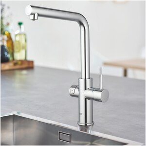 Baterie bucatarie cu unitate de racire si filtru GROHE Blue Home 31454001, metal, argintiu Baterie bucatarie cu unitate de racire si filtru GROHE Blue Home 31454001, metal, argintiu