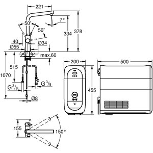 Baterie bucatarie cu unitate de racire si filtru GROHE Blue Home 31454KS1, alama, negru Baterie bucatarie cu unitate de racire si filtru GROHE Blue Home 31454KS1, alama, negru