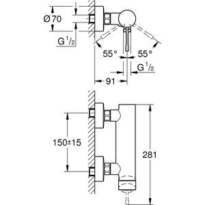 Baterie dus GROHE Essence 33636001, alama sanitara, crom Baterie dus GROHE Essence 33636001, alama sanitara, crom