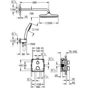Sistem dus GROHE Grohtherm 250 34882000, termostat, 1 functie, crom Sistem dus GROHE Grohtherm 250 34882000, termostat, 1 functie, crom