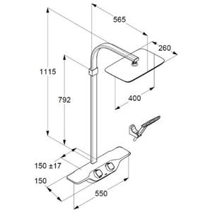 Sistem dus KLUDI Cockpit 8020091-00, termostat, 1 functie, crom-alb Sistem dus KLUDI Cockpit 8020091-00, termostat, 1 functie, crom-alb
