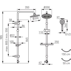 Sistem dus FERRO Rondo Lux NP23, 3 functii, argintiu Sistem dus FERRO Rondo Lux NP23, 3 functii, argintiu