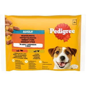 Hrana umeda pentru caini PEDIGREE, Adulti, Mix in aspic, 4 x 100 g Hrana umeda pentru caini PEDIGREE, Adulti, Mix in aspic, 4 x 100 g