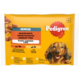 Hrana umeda pentru caini PEDIGREE, Senior, Mix in aspic, 4 x 100 g Hrana umeda pentru caini PEDIGREE, Senior, Mix in aspic, 4 x 100 g