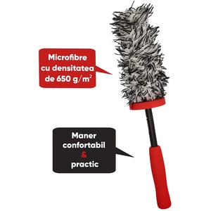 Perie curatat jante NIGRIN Rim Brush, negru-rosu Perie curatat jante NIGRIN Rim Brush, negru-rosu