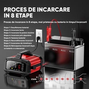 Redresor auto FOXSUR 12250R, 12V 25A, 24V 25A, rosu Redresor auto FOXSUR 12250R, 12V 25A, 24V 25A, rosu