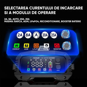 Redresor auto FOXSUR 12250R, 12V 25A, 24V 25A, rosu Redresor auto FOXSUR 12250R, 12V 25A, 24V 25A, rosu
