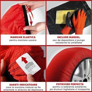 Huse antiderapante auto WALSER Active M, textil, 2buc, rosu Huse antiderapante auto WALSER Active M, textil, 2buc, rosu