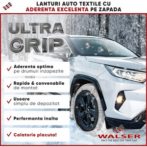 Huse antiderapante auto WALSER Ultra Grip M, textil, 2buc, alb Huse antiderapante auto WALSER Ultra Grip M, textil, 2buc, alb