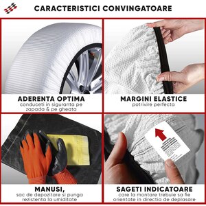 Huse antiderapante auto WALSER Ultra Grip XL, textil, 2buc, alb Huse antiderapante auto WALSER Ultra Grip XL, textil, 2buc, alb