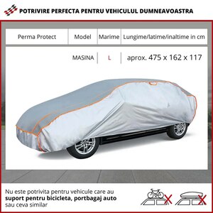 Prelata auto WALSER L, 475 x 162 x 117 cm, antigrindina, argintiu-negru Prelata auto WALSER L, 475 x 162 x 117 cm, antigrindina, argintiu-negru
