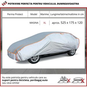 Prelata auto WALSER XL, 525 x 175 x 120 cm, antigrindina, argintiu-negru Prelata auto WALSER XL, 525 x 175 x 120 cm, antigrindina, argintiu-negru