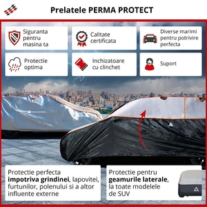 Prelata auto WALSER M SUV, 460 x 175 x 145 cm, antigrindina, argintiu-negru Prelata auto WALSER M SUV, 460 x 175 x 145 cm, antigrindina, argintiu-negru