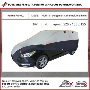 Prelata auto WALSER XL SUV, 520 x 185 x 155 cm, antigrindina, argintiu-negru Prelata auto WALSER XL SUV, 520 x 185 x 155 cm, antigrindina, argintiu-negru