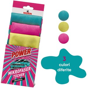 Lavete microfibra NIGRIN Power, 35 x 35cm, 3buc Lavete microfibra NIGRIN Power, 35 x 35cm, 3buc