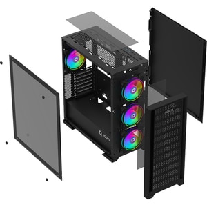 Carcasa PC AQIRYS Avior, USB 3.0, Fara sursa, iluminare ARGB, negru Carcasa PC AQIRYS Avior, USB 3.0, Fara sursa, iluminare ARGB, negru
