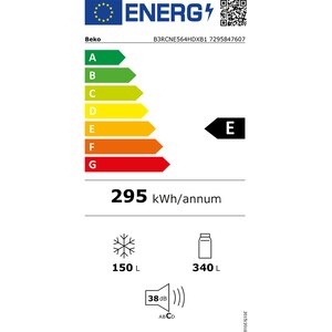 Combina frigorifica BEKO B3RCNE564HDXB1, No Frost, 490 l, H 192 cm, Clasa E, Dozator apa, argintiu Combina frigorifica BEKO B3RCNE564HDXB1, No Frost, 490 l, H 192 cm, Clasa E, Dozator apa, argintiu