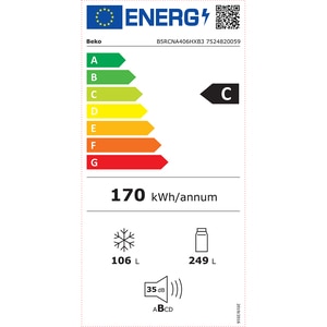 Combina frigorifica BEKO B5RCNA406HXB3, No Frost, 355 l, H 203.5 cm, Clasa C, argintiu Combina frigorifica BEKO B5RCNA406HXB3, No Frost, 355 l, H 203.5 cm, Clasa C, argintiu