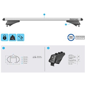 Bare transversale MENABO Tiger XL, Volvo XC60, 2008-2013, 135 cm Bare transversale MENABO Tiger XL, Volvo XC60, 2008-2013, 135 cm