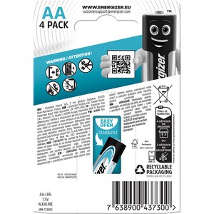 Baterii alcaline ENERGIZER AA, 1.5V, 4 bucati Baterii alcaline ENERGIZER AA, 1.5V, 4 bucati