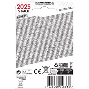 Baterii litiu ENERGIZER CR2025, 3 V, 2 bucati Baterii litiu ENERGIZER CR2025, 3 V, 2 bucati