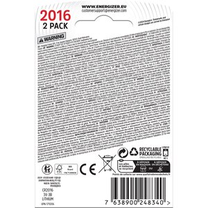 Baterii litiu ENERGIZER CR2016, 3 V, 2 bucati Baterii litiu ENERGIZER CR2016, 3 V, 2 bucati