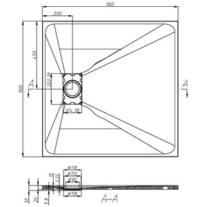 Cadita dus SANOTECHNIK 9090B, 90 x 90 cm, SMC, negru Cadita dus SANOTECHNIK 9090B, 90 x 90 cm, SMC, negru