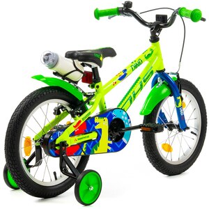 Bicicleta copii DHS Dino, roata 16", frana V-brake, verde Bicicleta copii DHS Dino, roata 16", frana V-brake, verde