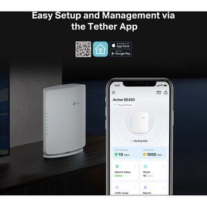 Router Wireless Gigabit TP-LINK ARCHER BE450 BE7200, Wi-Fi 7, Dual-Band 1376 + 5765 Mbps, Port 10Gbps, Port 2.5 Gbps, USB 3.0, alb Router Wireless Gigabit TP-LINK ARCHER BE450 BE7200, Wi-Fi 7, Dual-Band 1376 + 5765 Mbps, Port 10Gbps, Port 2.5 Gbps, USB 3.0, alb
