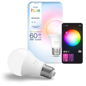 Bec LED PHILIPS HUE Essential, E27, 8W, 806lm, Wi-Fi, lumina variabila, compatibil Alexa, Google Assistant Bec LED PHILIPS HUE Essential, E27, 8W, 806lm, Wi-Fi, lumina variabila, compatibil Alexa, Google Assistant