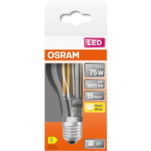 Bec LED OSRAM filament, E27, 7.5W, 1055lm, lumina calda Bec LED OSRAM filament, E27, 7.5W, 1055lm, lumina calda