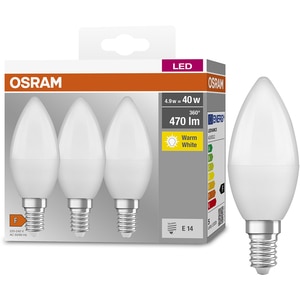 Set 3 becuri LED OSRAM, E14, 4.9W, 470lm, lumina calda Set 3 becuri LED OSRAM, E14, 4.9W, 470lm, lumina calda