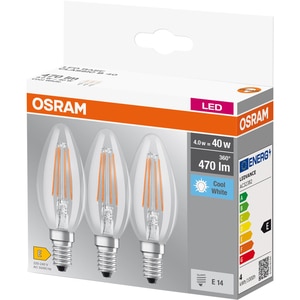 Set 3 becuri LED OSRAM filament, E14, 4W, 470lm, lumina neutra Set 3 becuri LED OSRAM filament, E14, 4W, 470lm, lumina neutra