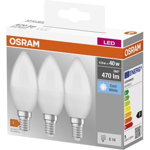 Set 3 becuri LED OSRAM, E14, 4.9W, 470lm, lumina neutra Set 3 becuri LED OSRAM, E14, 4.9W, 470lm, lumina neutra