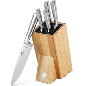 Set cutite BERLINGER HAUS BH/2805 + suport bambus, 5 piese, otel, 9-20cm, argintiu Set cutite BERLINGER HAUS BH/2805 + suport bambus, 5 piese, otel, 9-20cm, argintiu