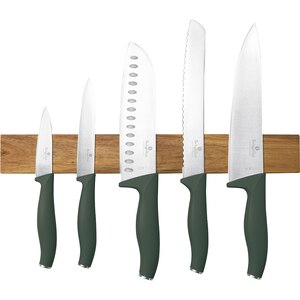 Set cutite BERLINGER HAUS BH/2978 + suport magnetic, 5 piese, otel, 9-20cm, verde Set cutite BERLINGER HAUS BH/2978 + suport magnetic, 5 piese, otel, 9-20cm, verde